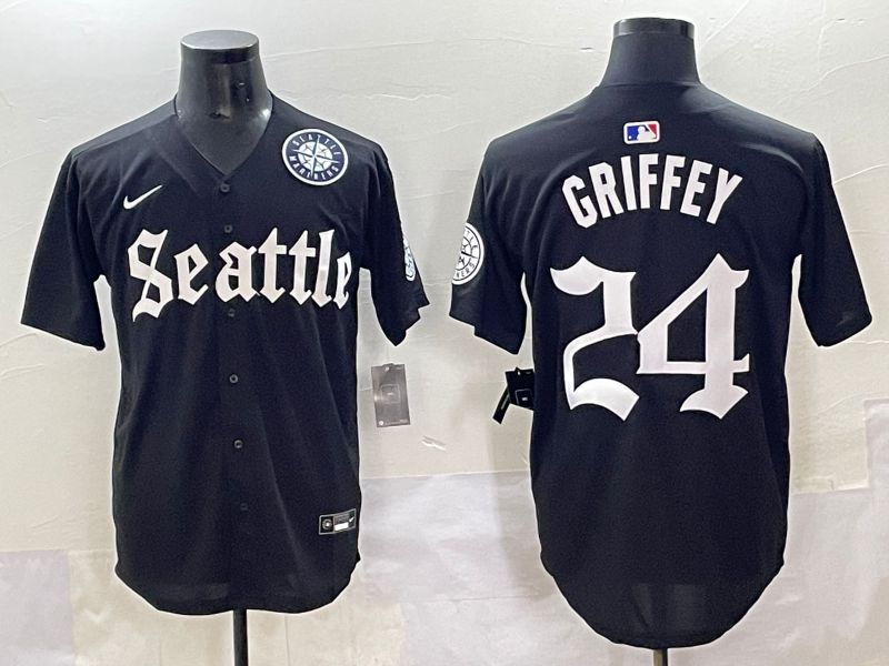 Men 2025 Seattle Mariners #24 Griffey Black Five generations Joint Name Nike MLB Jersey style 12